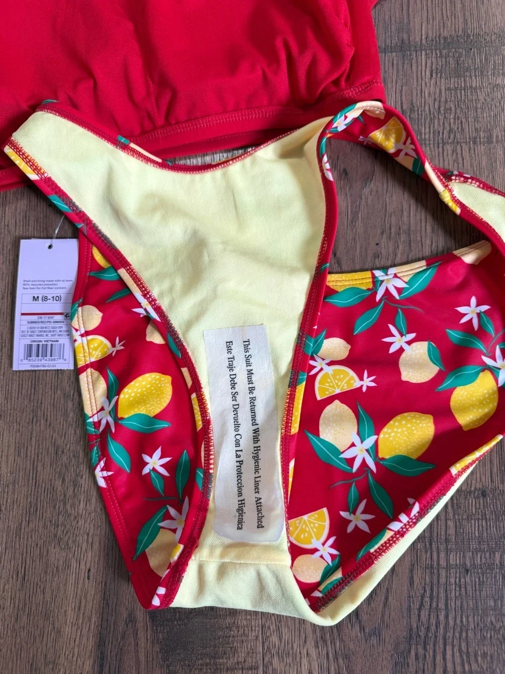 NWT! KONA SOL - WIL FABLE fruit print 🍋🍋 One-Shoulder Ruffle Bikini Set M 8-10
